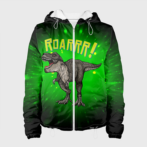 Женская куртка Roarrr! Динозавр T-rex / 3D-Белый – фото 1