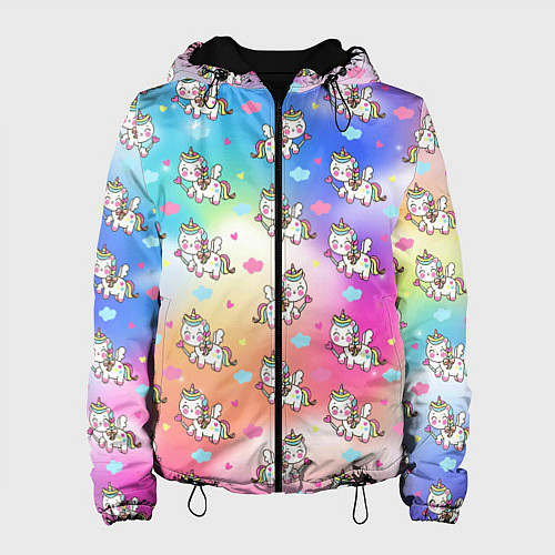 Женская куртка Пони единорог в облаках / 3D-Черный – фото 1
