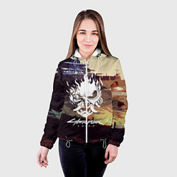 Куртка с капюшоном женская CYBERPUNK 2077 CITY, цвет: 3D-белый — фото 2