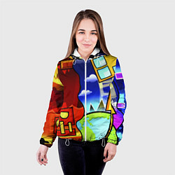 Куртка с капюшоном женская Geometry Dash, цвет: 3D-белый — фото 2