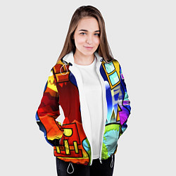Куртка с капюшоном женская Geometry Dash, цвет: 3D-белый — фото 2