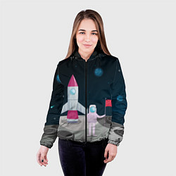 Куртка с капюшоном женская Астронавт покоряет космос, цвет: 3D-черный — фото 2