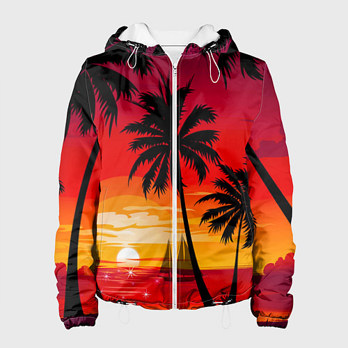 Женская куртка Гавайский закат / 3D-Белый – фото 1