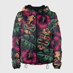 Куртка с капюшоном женская Тропический, цвет: 3D-черный