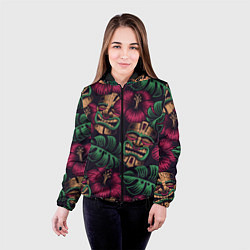 Куртка с капюшоном женская Тропический, цвет: 3D-черный — фото 2