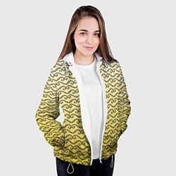 Куртка с капюшоном женская Рисованный узор усы червячки, цвет: 3D-белый — фото 2