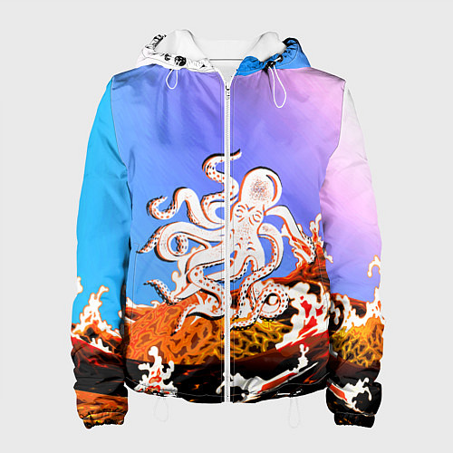 Женская куртка Осьминог в Лаве Градиент / 3D-Белый – фото 1