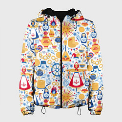 Куртка с капюшоном женская Славянская символика, цвет: 3D-черный