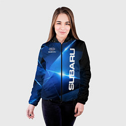 Куртка с капюшоном женская Subaru, цвет: 3D-черный — фото 2