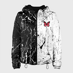 Куртка с капюшоном женская ЧБ ГРАНЖ RED BUTTERFLY Z, цвет: 3D-черный