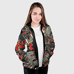 Куртка с капюшоном женская Китайский Дракон, China Dragon, цвет: 3D-черный — фото 2