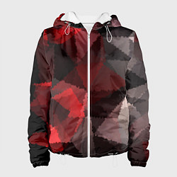 Куртка с капюшоном женская Серо-красная абстракция, цвет: 3D-белый