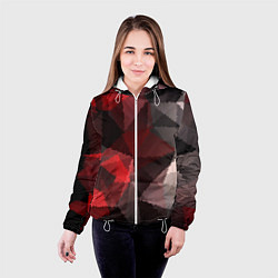 Куртка с капюшоном женская Серо-красная абстракция, цвет: 3D-белый — фото 2