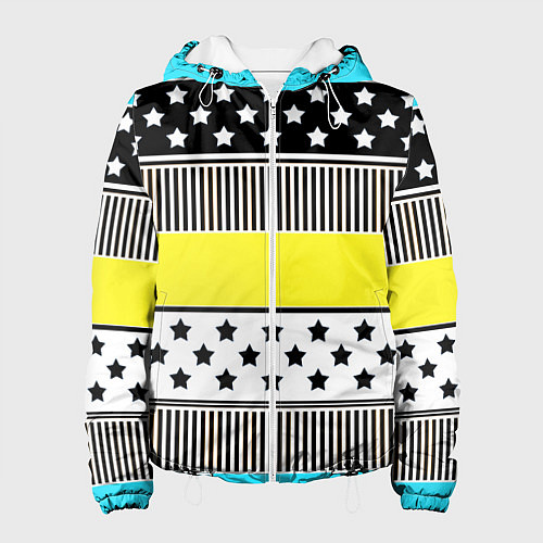 Женская куртка Неоновый яркий полосатый узор / 3D-Белый – фото 1