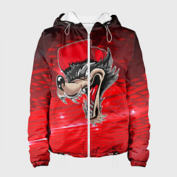 Куртка с капюшоном женская Волк в бейсболке, цвет: 3D-белый