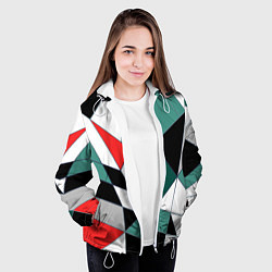 Куртка с капюшоном женская Абстрактный геометрический, цвет: 3D-белый — фото 2