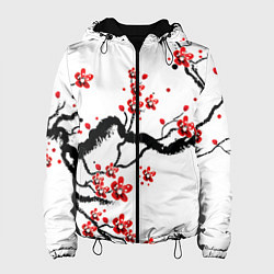 Куртка с капюшоном женская САКУРА ЦВЕТЁТ И БЛАГАУХАЕТ, цвет: 3D-черный