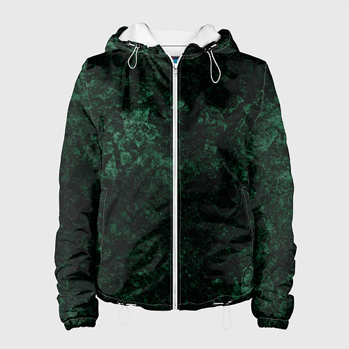 Женская куртка Темно-зеленый мраморный узор / 3D-Белый – фото 1