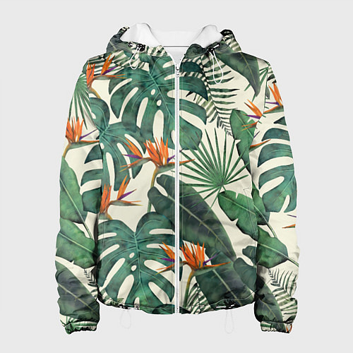 Женская куртка Тропический паттерн / 3D-Белый – фото 1