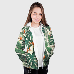 Куртка с капюшоном женская Тропический паттерн, цвет: 3D-белый — фото 2