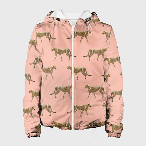 Женская куртка Гепарды на розовом / 3D-Белый – фото 1