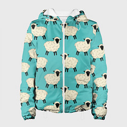 Женская куртка Овечки паттерн на бирюзовом