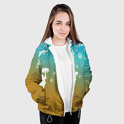 Куртка с капюшоном женская Морское ассорти, цвет: 3D-белый — фото 2
