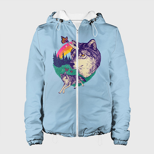 Женская куртка Волк единорог / 3D-Белый – фото 1