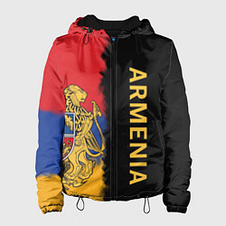 Куртка с капюшоном женская Armenia Flag and emblem, цвет: 3D-черный