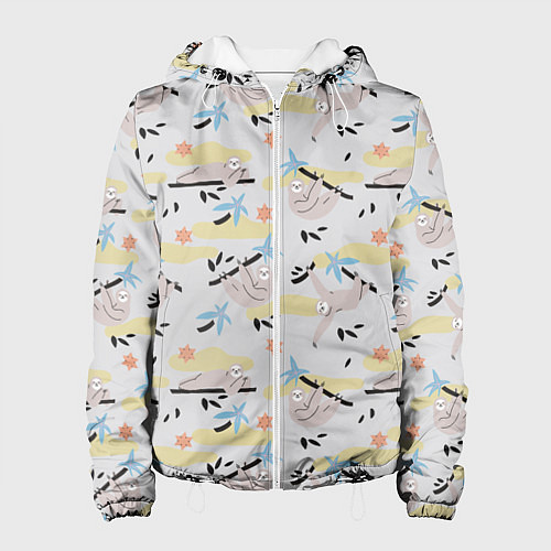 Женская куртка Ленивцы паттерн / 3D-Белый – фото 1