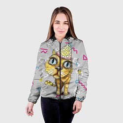 Куртка с капюшоном женская Котик, цвет: 3D-черный — фото 2
