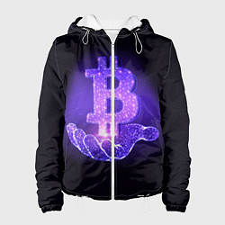 Куртка с капюшоном женская BITCOIN IN HAND БИТКОИН, цвет: 3D-белый