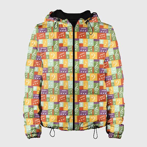 Женская куртка Музыкальные Ноты / 3D-Черный – фото 1