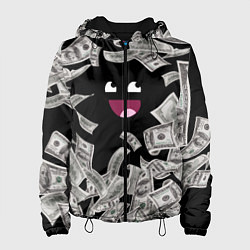 Куртка с капюшоном женская Деньги и купюры смайл, цвет: 3D-черный