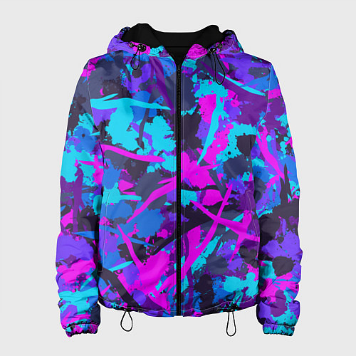 Женская куртка Неоновые кляксы / 3D-Черный – фото 1