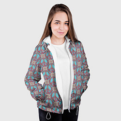 Куртка с капюшоном женская Символы хиппи, цвет: 3D-белый — фото 2