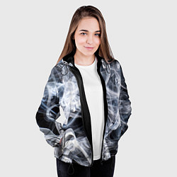 Куртка с капюшоном женская Графика дыма, цвет: 3D-черный — фото 2