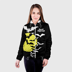 Куртка с капюшоном женская Летучие мыши на Хэллоуин, цвет: 3D-белый — фото 2