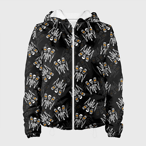 Женская куртка ПАТТЕРН СКЕЛЕТ HALLOWEEN PARTY / 3D-Белый – фото 1