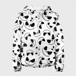 Куртка с капюшоном женская Джек Скеллингтон паттерн лицо, цвет: 3D-белый