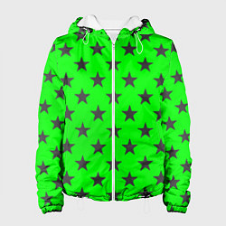 Куртка с капюшоном женская Звездный фон зеленый, цвет: 3D-белый