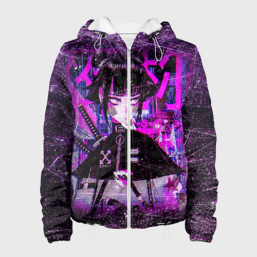 Женская куртка Cyberpunk Samurai Anime / 3D-Белый – фото 1