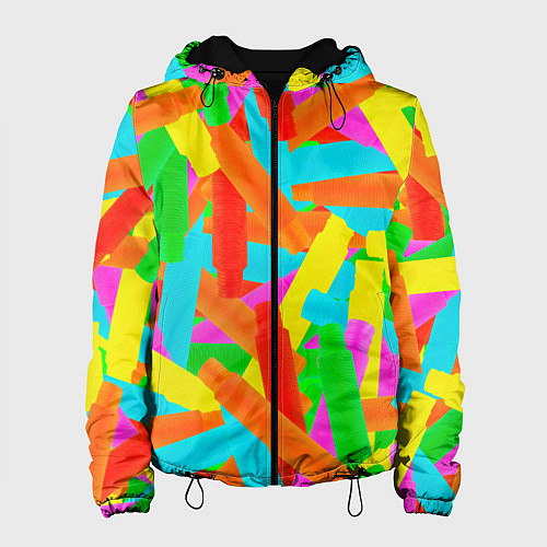 Женская куртка Фон Цветные трубки Pop Tubes, Поп тубус / 3D-Черный – фото 1