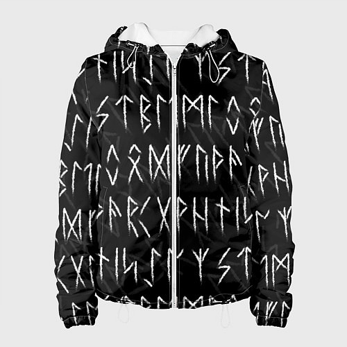 Женская куртка СЛАВЯНСКИЕ СКАНДИНАВСКИЕ РУНЫ РУНИЧЕСКИЙ АЛФАВИТ / 3D-Белый – фото 1