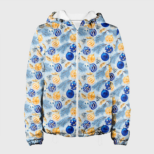 Женская куртка Новогодние Украшения игрушки / 3D-Белый – фото 1