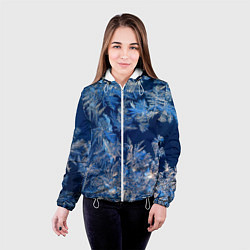 Куртка с капюшоном женская Снежинки макро snowflakes macro, цвет: 3D-белый — фото 2