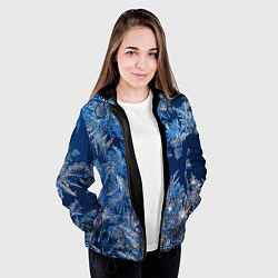 Куртка с капюшоном женская Снежинки макро snowflakes macro, цвет: 3D-черный — фото 2