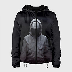 Куртка с капюшоном женская ИГРА В КАЛЬМАРА СОТРУДНИК КВАДРАТ, цвет: 3D-черный