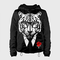 Женская куртка Тигр с красной розой