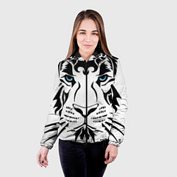 Куртка с капюшоном женская Водяной голубоглазый тигр, цвет: 3D-черный — фото 2